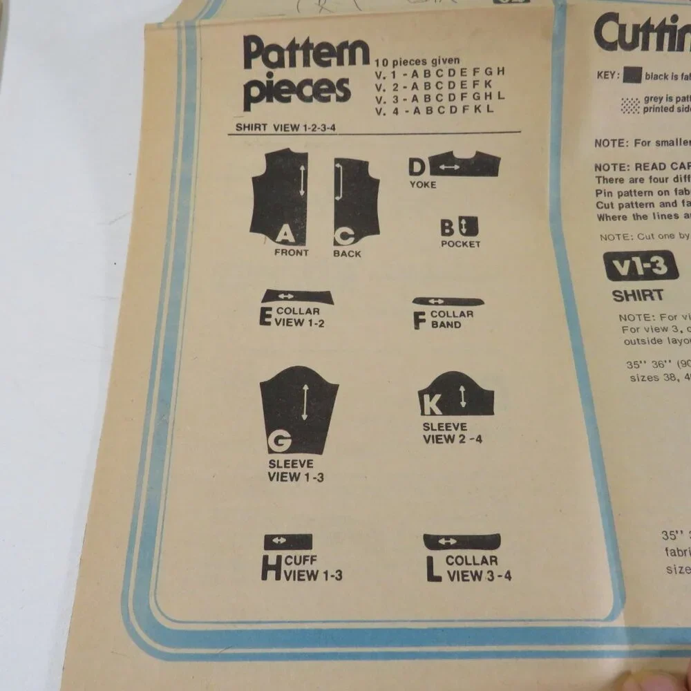 Simplicity 8725 Clothing Pattern Extra Tall Mens 38-44 Shirt UNCUT
